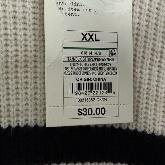 A New Day Pullover Bulky Sweater NWT Cream W/Black Stripe Crew Neck Long Sleeve - Picture 6 of 13